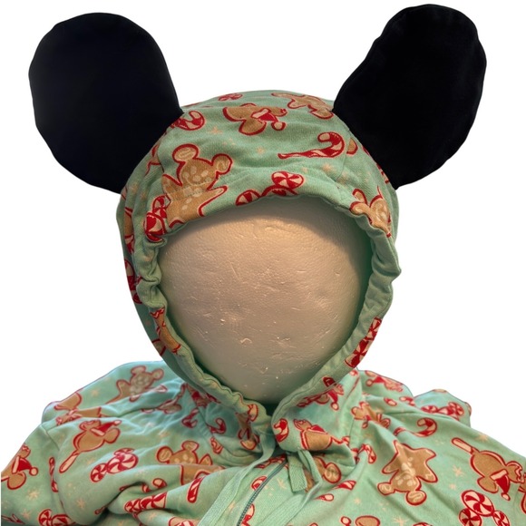 Disney Womens Gingerbread Man Candy Cane Hoodie Footless Pajamas‎ Jumpsuit M - Picture 5 of 7